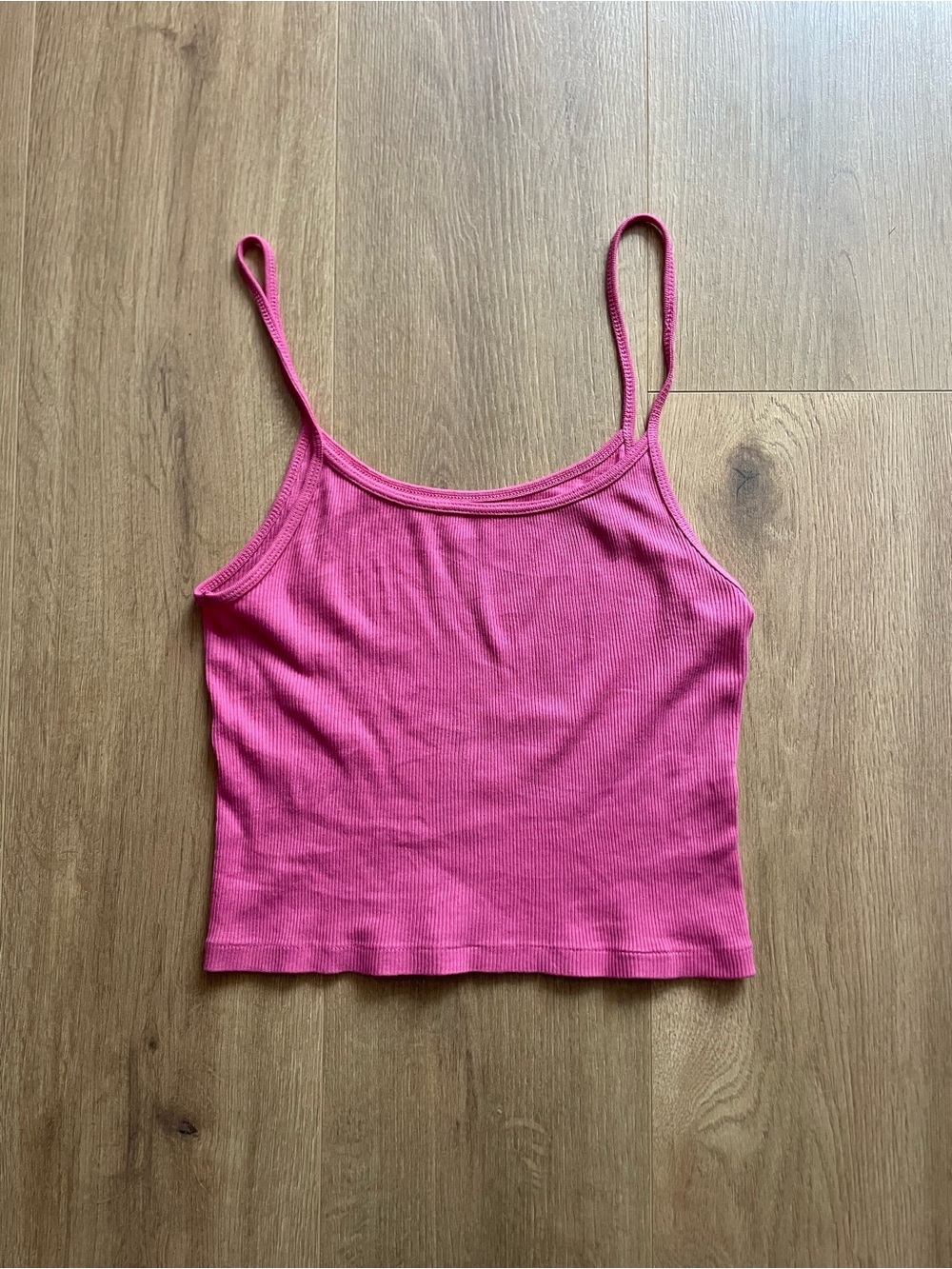 John Galt Brandy Melville Pink Ribbed Spaghetti Strap Tank Top one size